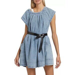 Free People Blue Mini Dress with Black Belt